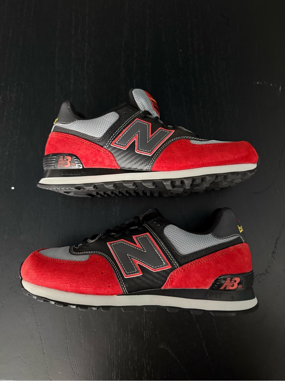 New Balance 574s Men’s Red and Black Athletic Sneakers